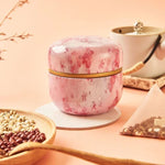 Hộp trà HOOMIN, Hũ đựng trà, Giá đựng trà, Hộp đựng Matcha, Hộp tổ chức bột cà phê mini, Hộp kim loại tròn đa chức năng, Màu anh đào, Hoa Moshan