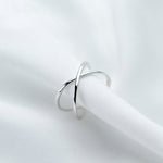 Nhẫn bạc sterling đơn giản hình thánh giá mở