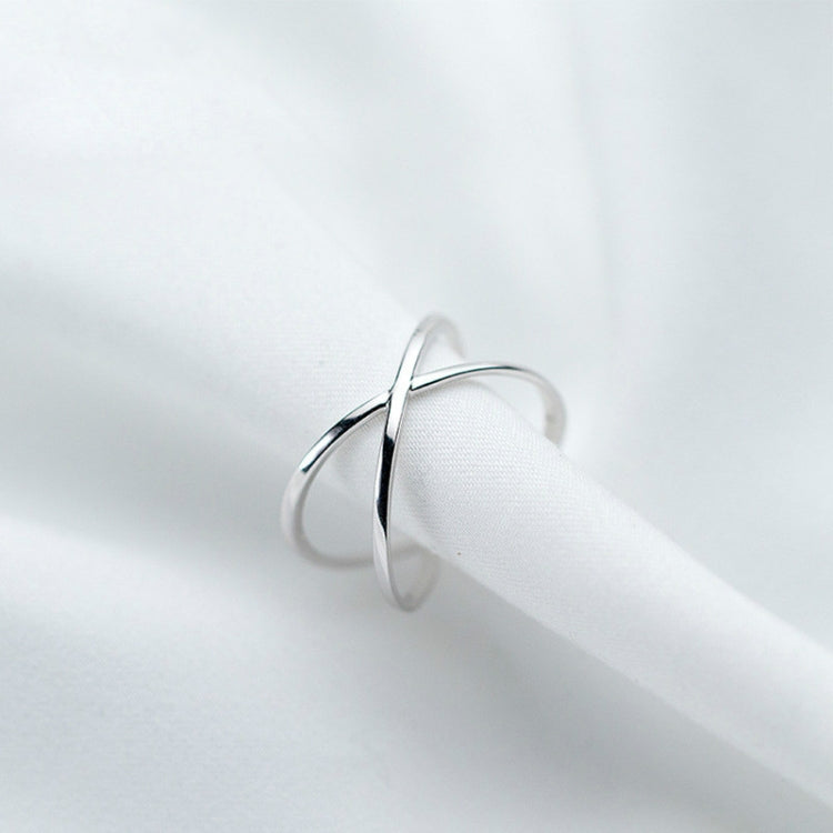 Nhẫn bạc sterling đơn giản hình thánh giá mở