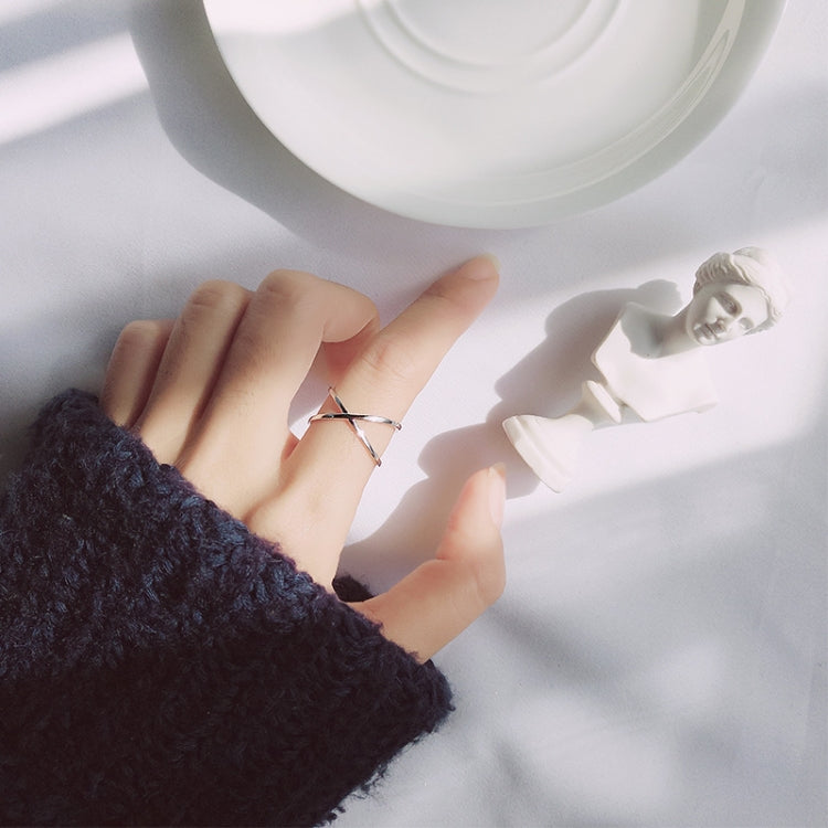 Nhẫn bạc sterling đơn giản hình thánh giá mở