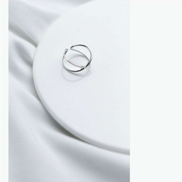 Nhẫn bạc sterling đơn giản hình thánh giá mở