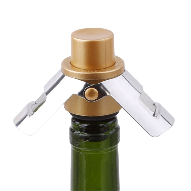 Nút bấm thép không gỉ bơm rượu champagne, nút chai rượu vang chân không có cánh bật, 2 cái nút chai rượu bấm (đen), 2 cái nút chai rượu bấm (vàng), 2 cái nút chai rượu bấm (bạc)