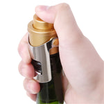 Nút bấm thép không gỉ bơm rượu champagne, nút chai rượu vang chân không có cánh bật, 2 cái nút chai rượu bấm (đen), 2 cái nút chai rượu bấm (vàng), 2 cái nút chai rượu bấm (bạc)