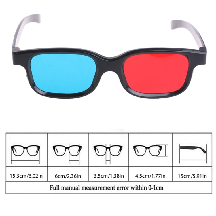 10 chiếc kính 3D khung đen đa năng, kính anaglyph đỏ xanh cyan 0.2mm cho xem phim và chơi game DVD