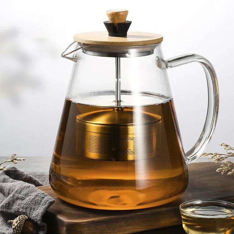 Ấm pha trà lọc bằng thép không gỉ, thủy tinh borosilicat trong suốt, chịu nhiệt, ấm cà phê Puer, bình đun nước nóng, 750ml