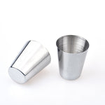 Bộ 2 ly rượu nhỏ bằng thép không gỉ ngoài trời, bộ cốc uống di động cho đi bộ đường dài, cắm trại, du lịch, kèm hộp da, ly uống di động nhỏ 30ml