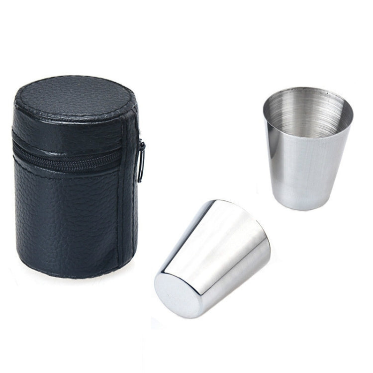 Bộ 2 ly rượu nhỏ bằng thép không gỉ ngoài trời, bộ cốc uống di động cho đi bộ đường dài, cắm trại, du lịch, kèm hộp da, ly uống di động nhỏ 30ml