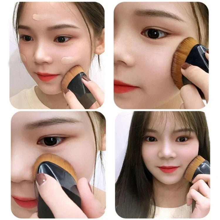 Cọ nền cánh hoa, cọ trang điểm BB cream, cọ phấn bột rời, bộ cọ trang điểm phẳng, màu đen, hồng