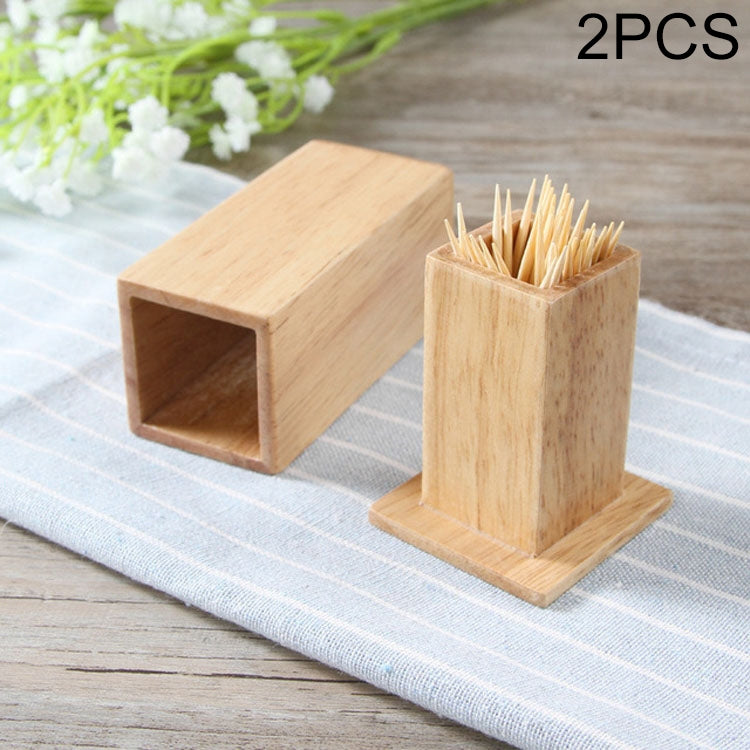 2 hộp tăm tre tự nhiên hình vuông cho nhà hàng khách sạn có nắp, hộp tăm tre