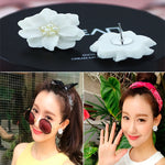 Bộ 2 bông tai hình hoa ngọc trai trắng dễ thương dạng vòng tròn