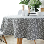Khăn trải bàn tròn polyester cotton chống bụi, vải cotton và lanh in họa tiết, đường kính 100cm, 120cm, 150cm