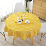 Khăn trải bàn tròn polyester cotton chống bụi, vải cotton và lanh in họa tiết, đường kính 100cm, 120cm, 150cm