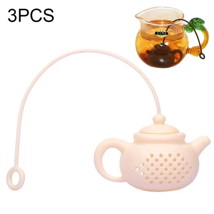 3 bộ túi lọc trà silicone sáng tạo hình ấm trà, bộ lọc trà an toàn dễ làm sạch