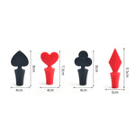 Bộ nút bịt rượu Silicone hình bài Poker, 12 cái hình trái tim đào, 12 cái hình bài Poker, 12 cái hình mận đen, 12 cái hình vuông đỏ