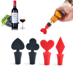 Bộ nút bịt rượu Silicone hình bài Poker, 12 cái hình trái tim đào, 12 cái hình bài Poker, 12 cái hình mận đen, 12 cái hình vuông đỏ