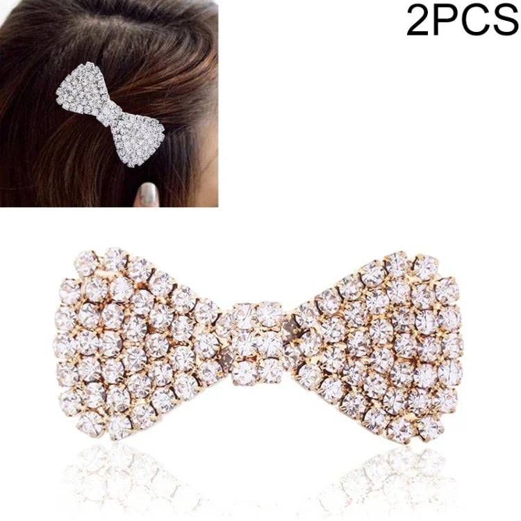 2 chiếc kẹp tóc nơ đính đá pha lê thời trang nữ