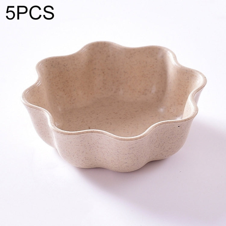 5 cái đĩa gia vị hình mận sáng tạo làm từ rơm lúa mì, đĩa đựng đồ ăn nhẹ, nước sốt ớt, tương cà, nước chấm muối, kích thước: 7x7x2.5cm