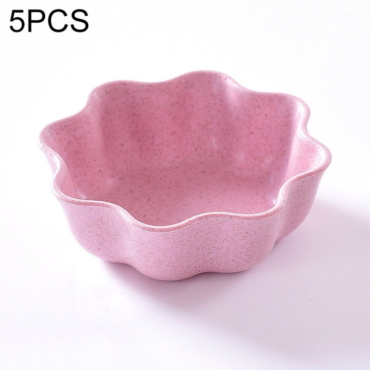 5 cái đĩa gia vị hình mận sáng tạo làm từ rơm lúa mì, đĩa đựng đồ ăn nhẹ, nước sốt ớt, tương cà, nước chấm muối, kích thước: 7x7x2.5cm