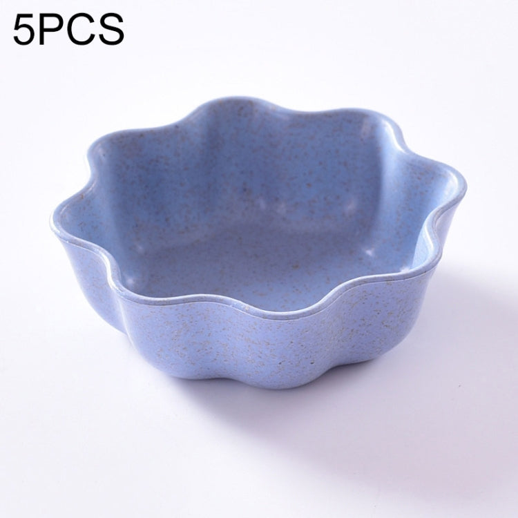5 cái đĩa gia vị hình mận sáng tạo làm từ rơm lúa mì, đĩa đựng đồ ăn nhẹ, nước sốt ớt, tương cà, nước chấm muối, kích thước: 7x7x2.5cm