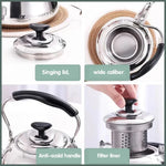 Ấm còi thép không gỉ cho bếp từ, âm thanh piano cổ điển, ấm hát không từ tính, dung tích 1L, 1,5L, 2L, 3L