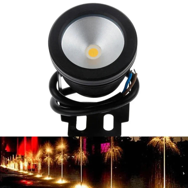 Đèn chiếu sáng đài phun nước dưới nước hồ bơi 10W đèn chiếu bể cá dưới nước có hẹn giờ DC 12V, Ánh sáng vàng ấm, Ánh sáng trắng