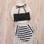 Đồ bơi bikini tam giác sọc nơ dễ thương cho bé gái, size 70, 80, 90, 100, 110