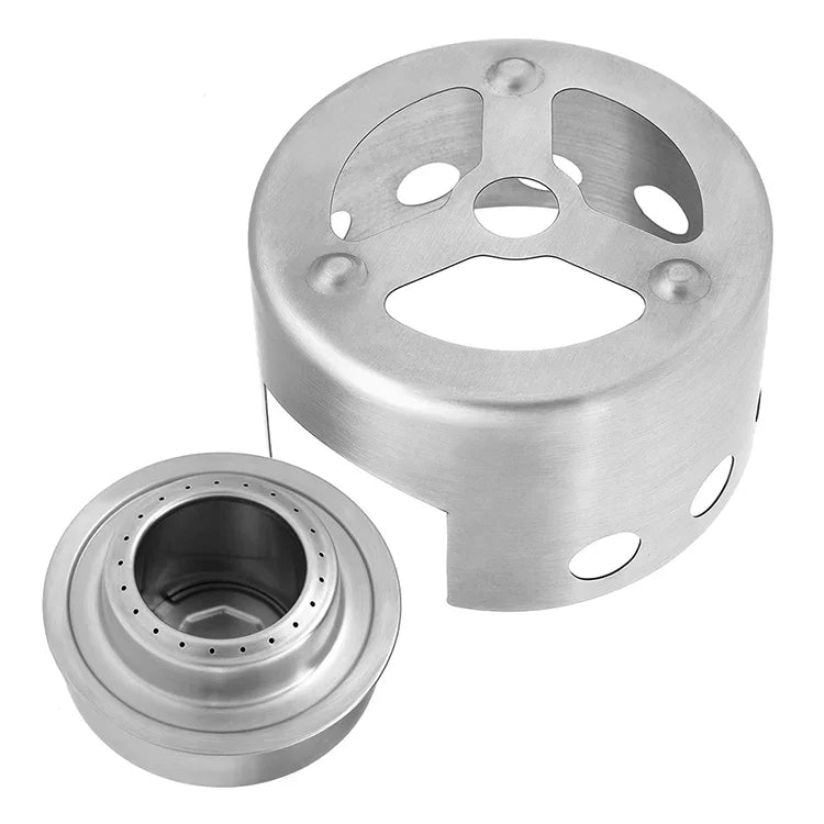 Bếp dã ngoại ngoài trời bằng thép không gỉ, bếp rượu mini có nắp