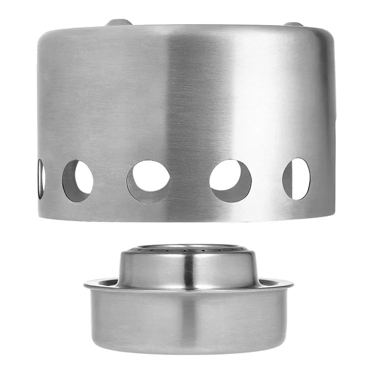 Bếp dã ngoại ngoài trời bằng thép không gỉ, bếp rượu mini có nắp