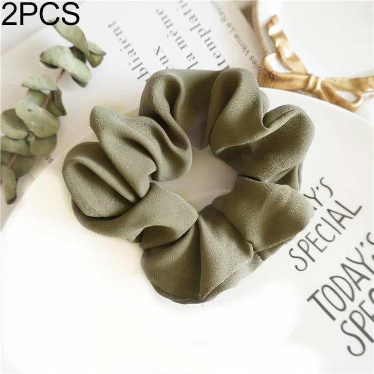 2 chiếc dây buộc tóc vòng đại tràng nữ vải buộc đuôi ngựa đàn hồi trang sức tóc liền mạch