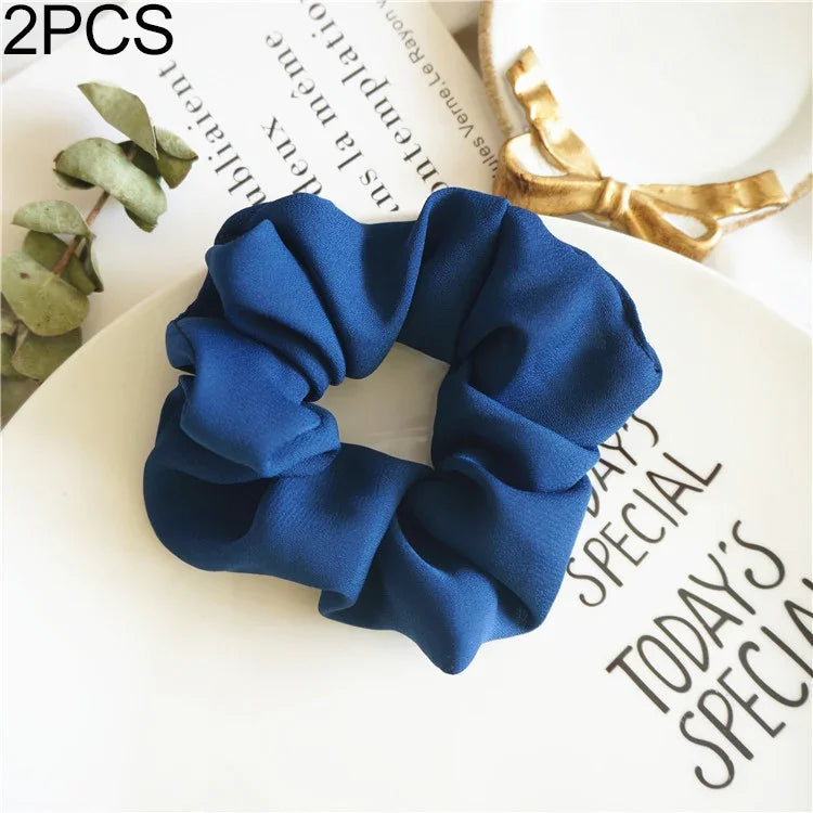 2 chiếc dây buộc tóc vòng đại tràng nữ vải buộc đuôi ngựa đàn hồi trang sức tóc liền mạch