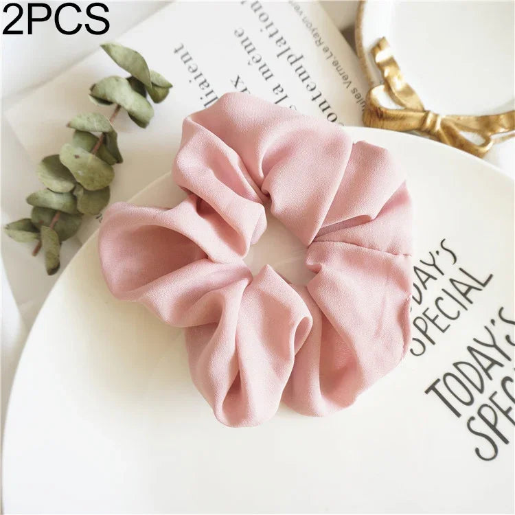 2 chiếc dây buộc tóc vòng đại tràng nữ vải buộc đuôi ngựa đàn hồi trang sức tóc liền mạch