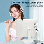 Gương trang điểm LED ba gập vuông đơn giản & phong cách, đèn đơn sắc cắm điện, mẫu đèn sạc, mẫu đèn sạc ba màu