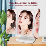 Gương trang điểm LED ba gập vuông đơn giản & phong cách, đèn đơn sắc cắm điện, mẫu đèn sạc, mẫu đèn sạc ba màu