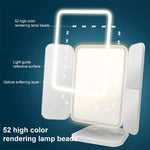 Gương trang điểm LED ba gập vuông đơn giản & phong cách, đèn đơn sắc cắm điện, mẫu đèn sạc, mẫu đèn sạc ba màu