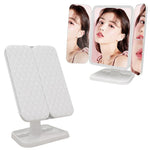 Gương trang điểm LED ba gập vuông đơn giản & phong cách, đèn đơn sắc cắm điện, mẫu đèn sạc, mẫu đèn sạc ba màu