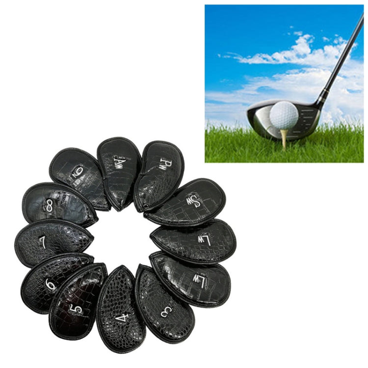 Bộ mũ gậy golf 12 trong 1 bằng da PU, họa tiết vân quả vải đen