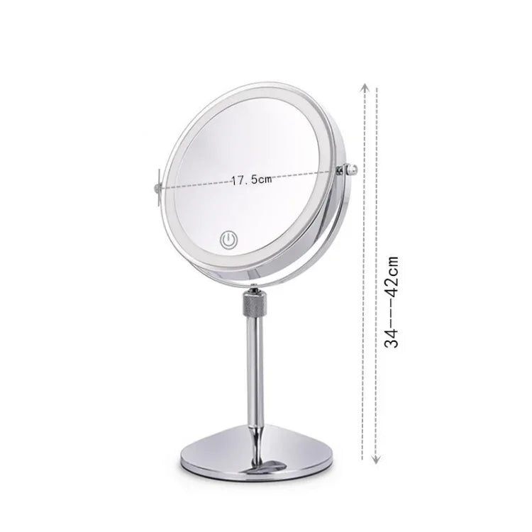 Gương trang điểm LED để bàn hai mặt tròn phát sáng, gương phóng đại nâng lên được, mặt phẳng + phóng đại 3 lần (mẫu pin 7 inch), mặt phẳng + phóng đại 5 lần (mẫu pin 7 inch), mặt phẳng + phóng đại 7 lần (mẫu pin 7 inch)