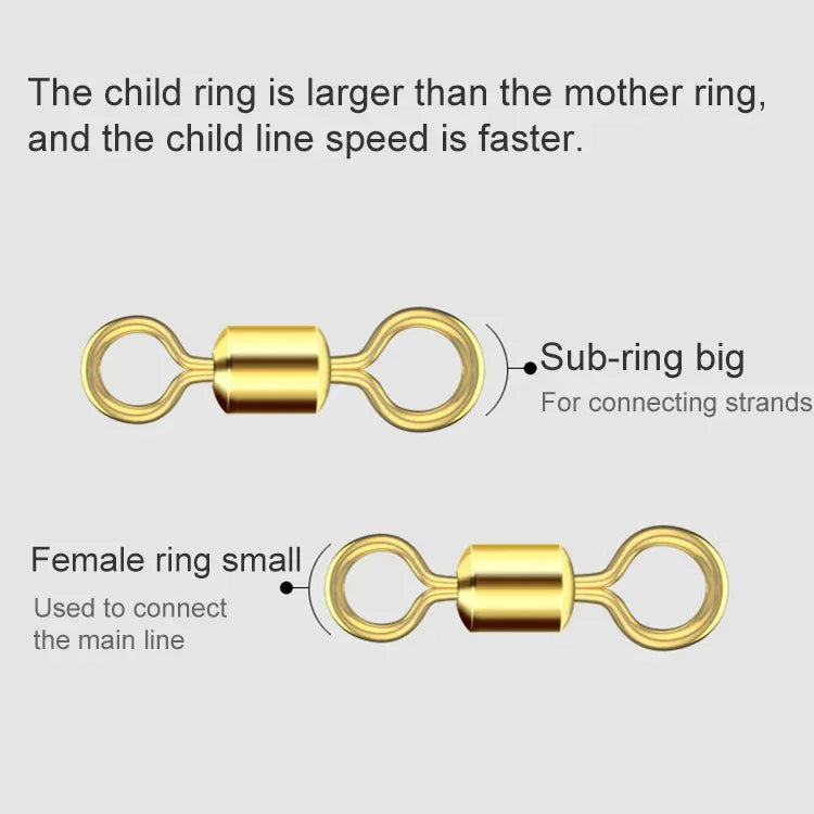 100 phụ kiện câu cá Zimu, khớp xoay mạ vàng, chiều dài 1.1cm, 1.0cm, 0.9cm, 0.8cm