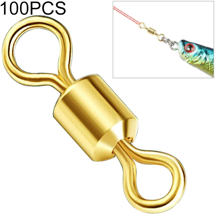 100 phụ kiện câu cá Zimu, khớp xoay mạ vàng, chiều dài 1.1cm, 1.0cm, 0.9cm, 0.8cm