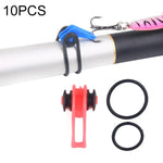 10 cái/túi giữ móc câu nhựa cho cần câu, mồi câu, dụng cụ câu an toàn, màu đỏ, tím, đen, xanh dương, vàng, hồng, cam, xanh lá