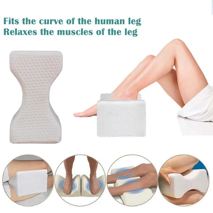 Gối kê đầu gối bằng mút nhớ chỉnh hình cho giấc ngủ, giảm đau thần kinh tọa, lưng, hông, khớp, đệm hỗ trợ đùi chân, màu trắng, trắng + băng, xanh hải quân kẻ + băng