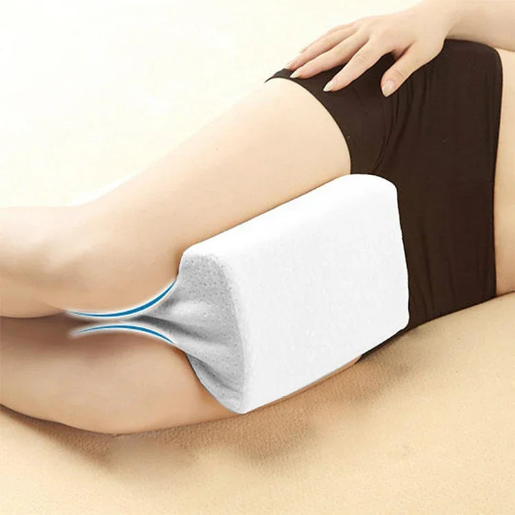 Gối kê đầu gối bằng mút nhớ chỉnh hình cho giấc ngủ, giảm đau thần kinh tọa, lưng, hông, khớp, đệm hỗ trợ đùi chân, màu trắng, trắng + băng, xanh hải quân kẻ + băng