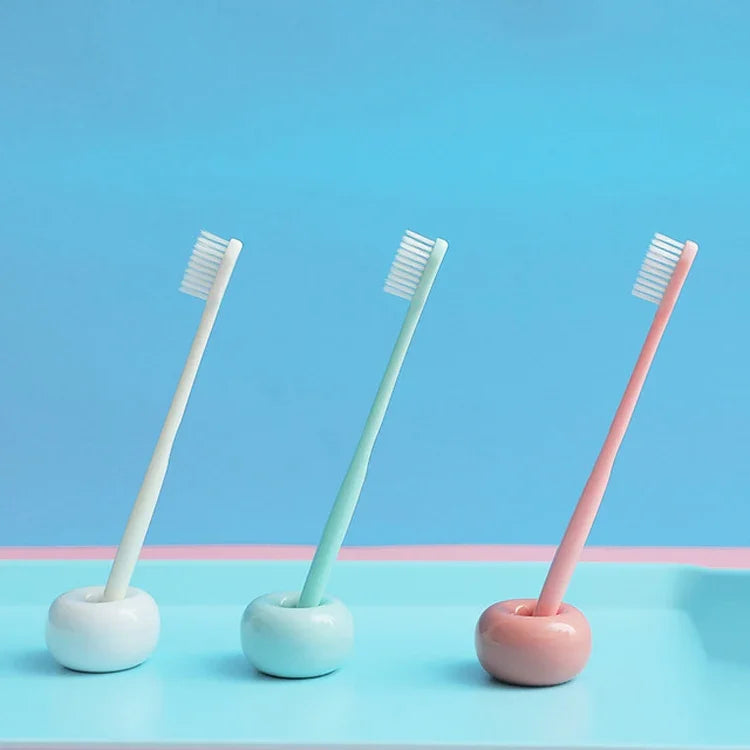 Bàn chải đánh răng lông mềm kem lạnh than tre Macaron gia đình 10 trong 1 dành cho người lớn