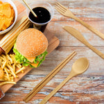 Bộ ống hút tre sáng tạo du lịch, bộ dao, nĩa, muỗng, đũa kèm túi vải