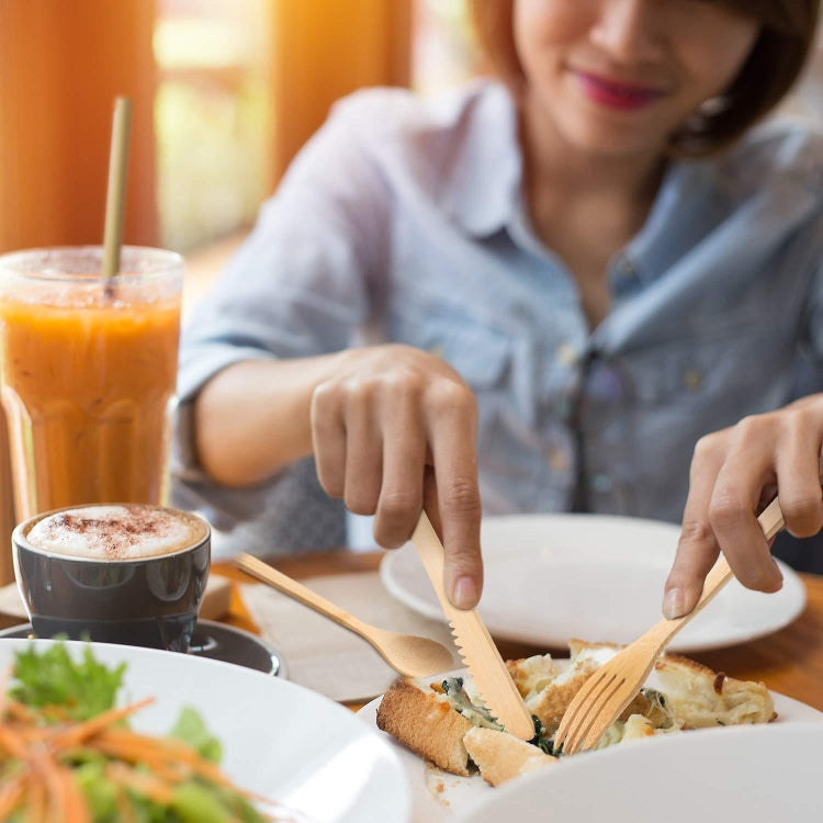 Bộ ống hút tre sáng tạo du lịch, bộ dao, nĩa, muỗng, đũa kèm túi vải