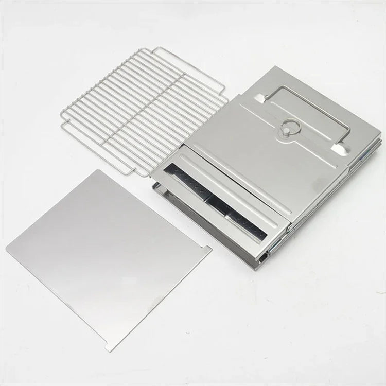 Bếp nướng than di động bằng thép không gỉ gấp gọn, bếp củi dã ngoại ngoài trời, 21x21x27cm