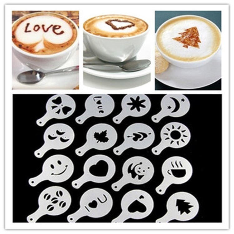 Bộ 32 khuôn cà phê stencil, khuôn làm cappuccino, tấm hoa rắc, dụng cụ phun nghệ thuật làm bánh, 32 chiếc
