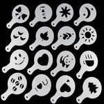 Bộ 32 khuôn cà phê stencil, khuôn làm cappuccino, tấm hoa rắc, dụng cụ phun nghệ thuật làm bánh, 32 chiếc