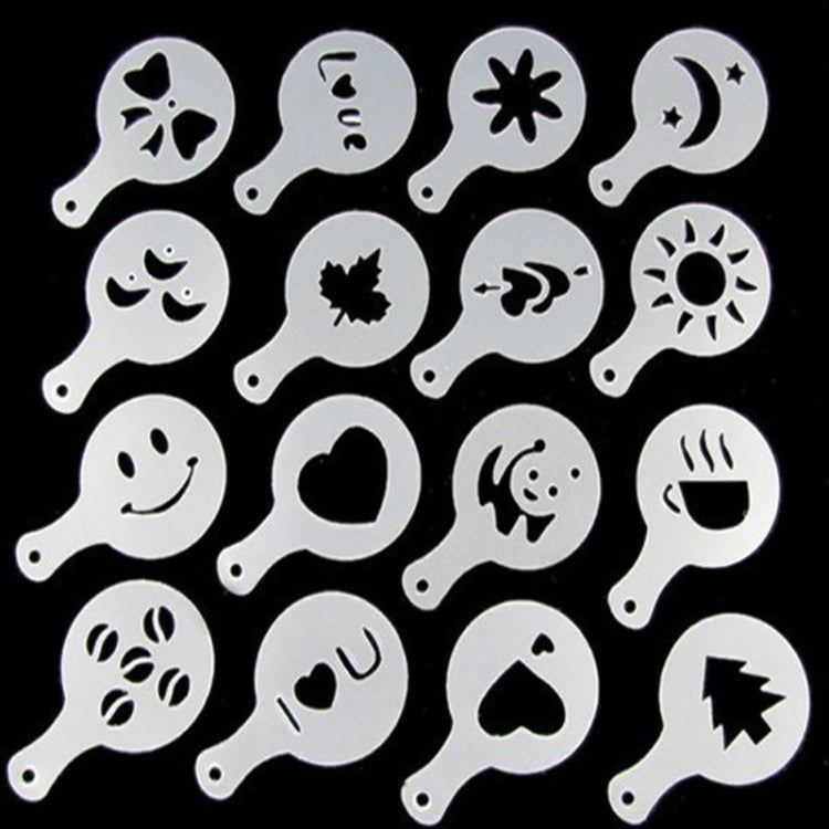 Bộ 32 khuôn cà phê stencil, khuôn làm cappuccino, tấm hoa rắc, dụng cụ phun nghệ thuật làm bánh, 32 chiếc