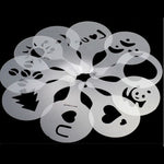Bộ 32 khuôn cà phê stencil, khuôn làm cappuccino, tấm hoa rắc, dụng cụ phun nghệ thuật làm bánh, 32 chiếc